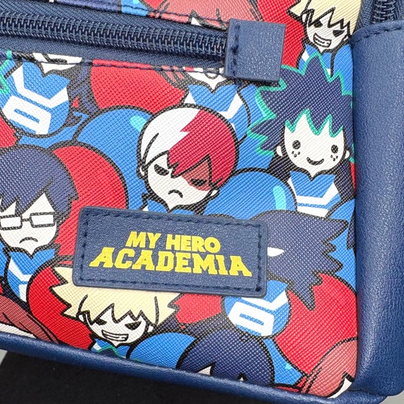 My Hero Academia All Might Chibi Mini Backpack Navy Blue Faux Leather Wing - Picture 2 of 13